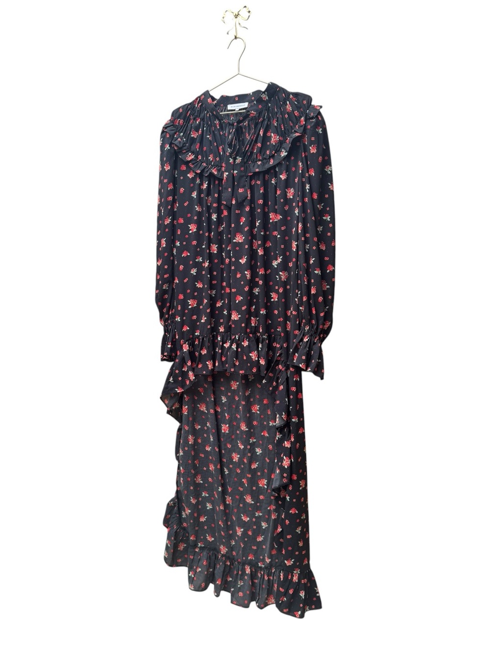 WEWOREWHAT Polka Dot Floral High Low Dress Black Floral XL - Picture 6 of 9